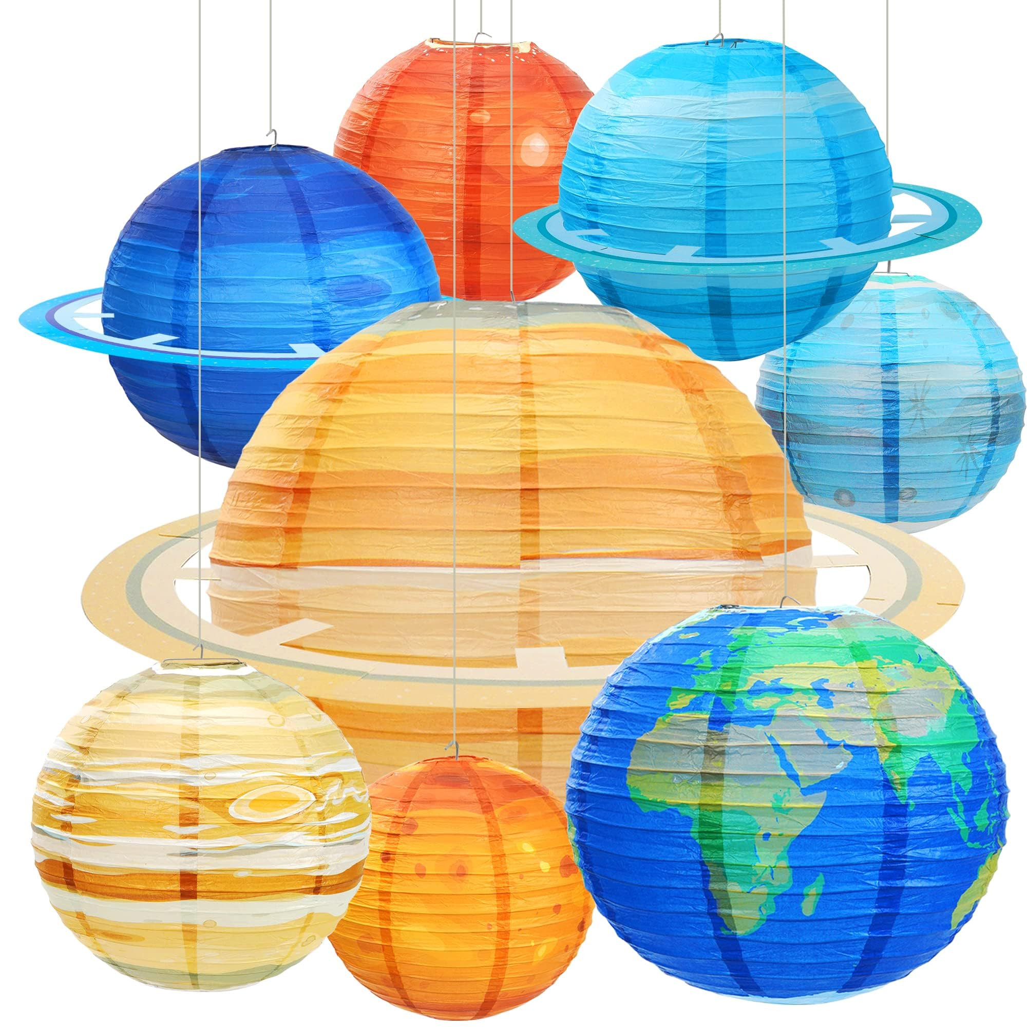 Space Paper Lanterns 8PCS 12 Inch Hanging Planets Lantern Out of This World Space Lanterns Solar ... | Amazon (US)