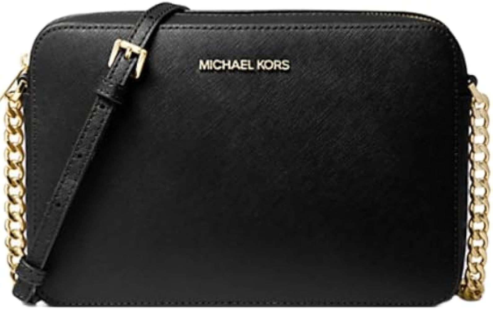 Michael Michael Kors East West Jet Set Large Logo Crossbody Bag (Black Saff/Silver Hardware): Han... | Amazon (US)