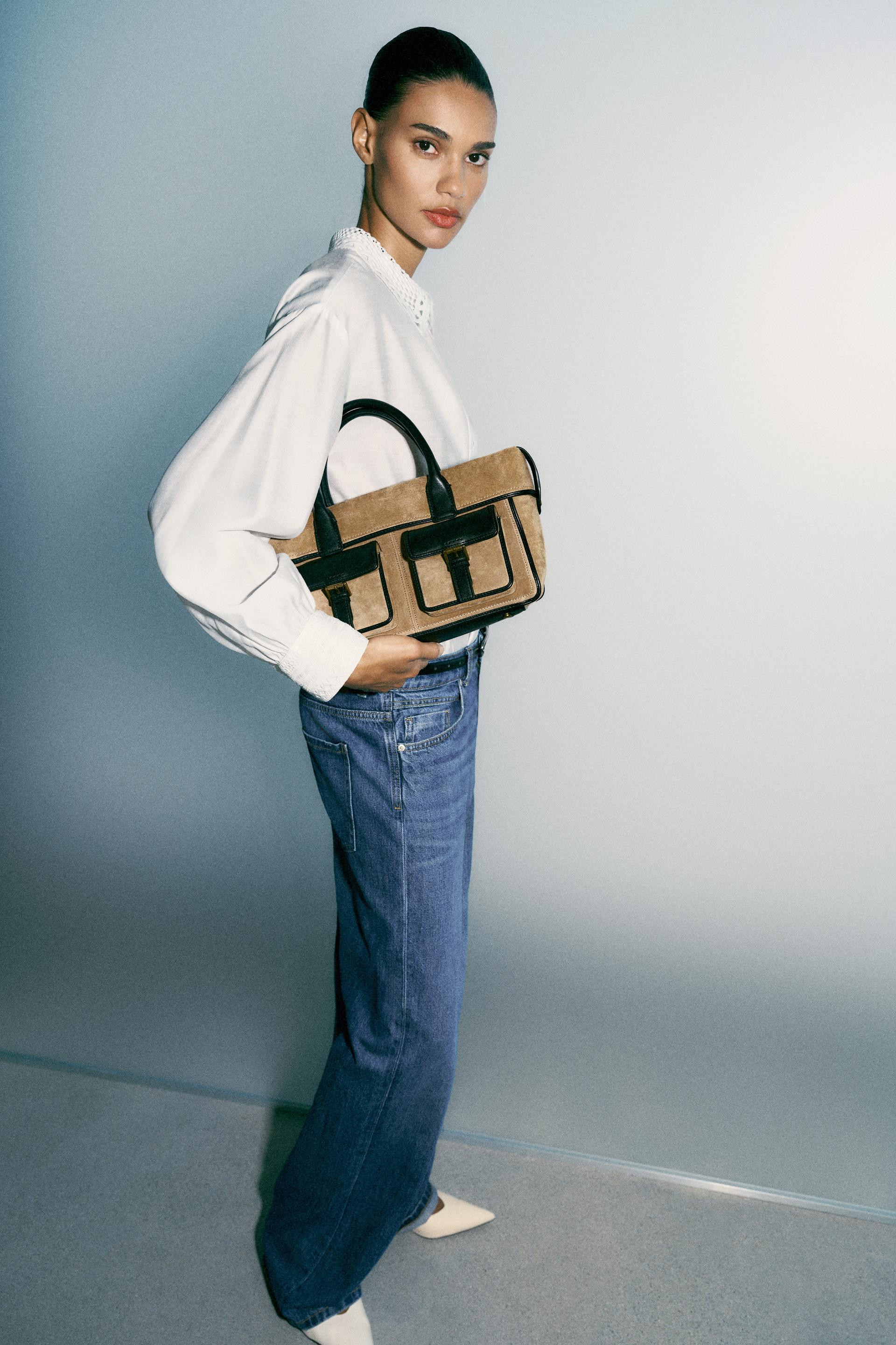 Zara - Leather City Handbag - Sand/Brown - One Size Only - Woman | Zara US