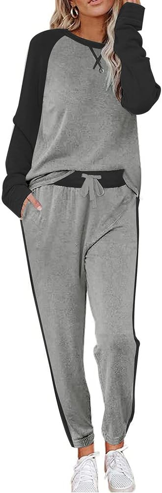 Ekouaer Women's Pajama Set Long Sleeve PJs 2 Piece Lounge Set Pullover Sleepwear Sweatshirt and L... | Amazon (US)