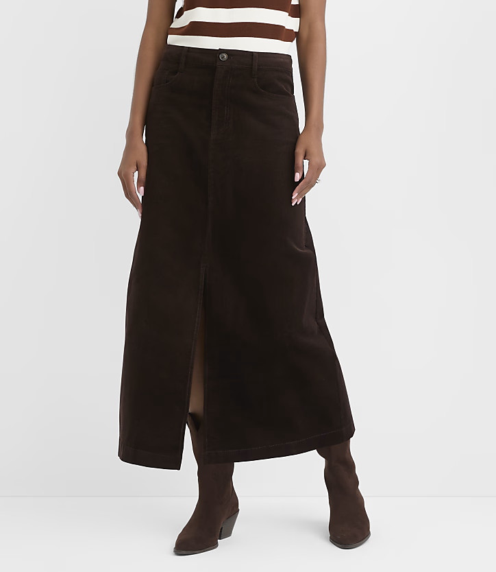 Brushed Corduroy Midi Skirt | LOFT