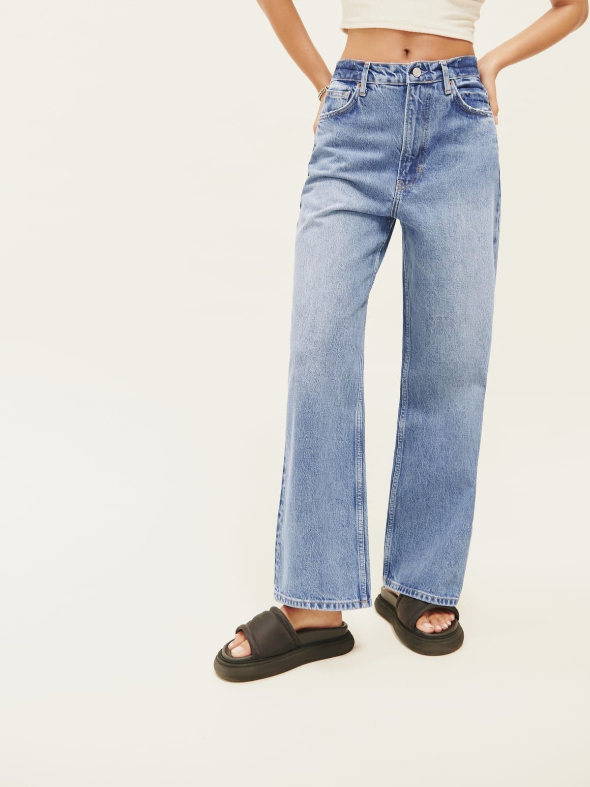 Wilder High Rise Wide Leg Cropped Jeans | Reformation (US & AU)