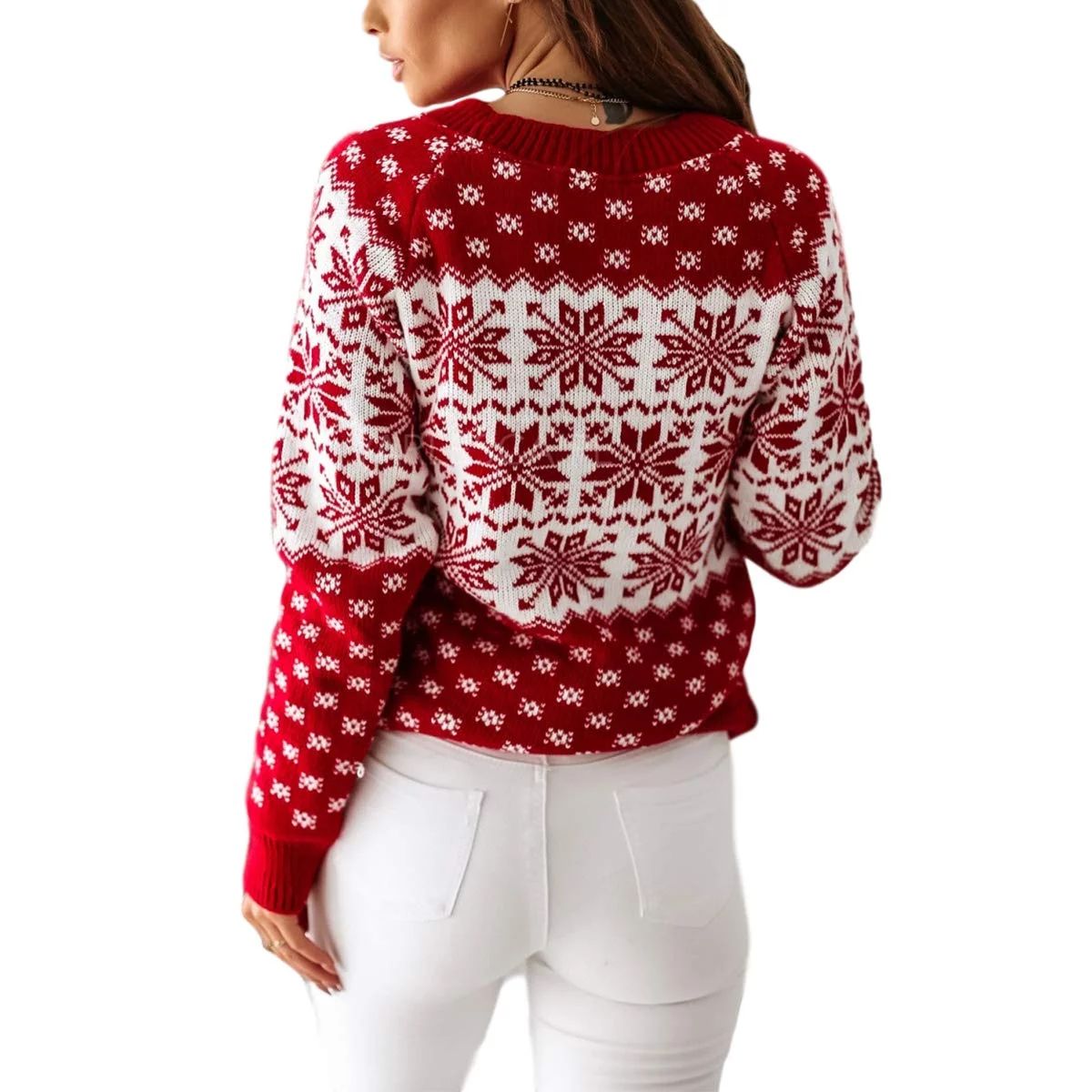 Colofity Women XMAS Snowflake Reindeer Knitted Sweater Jumpers Knitwear | Walmart (US)
