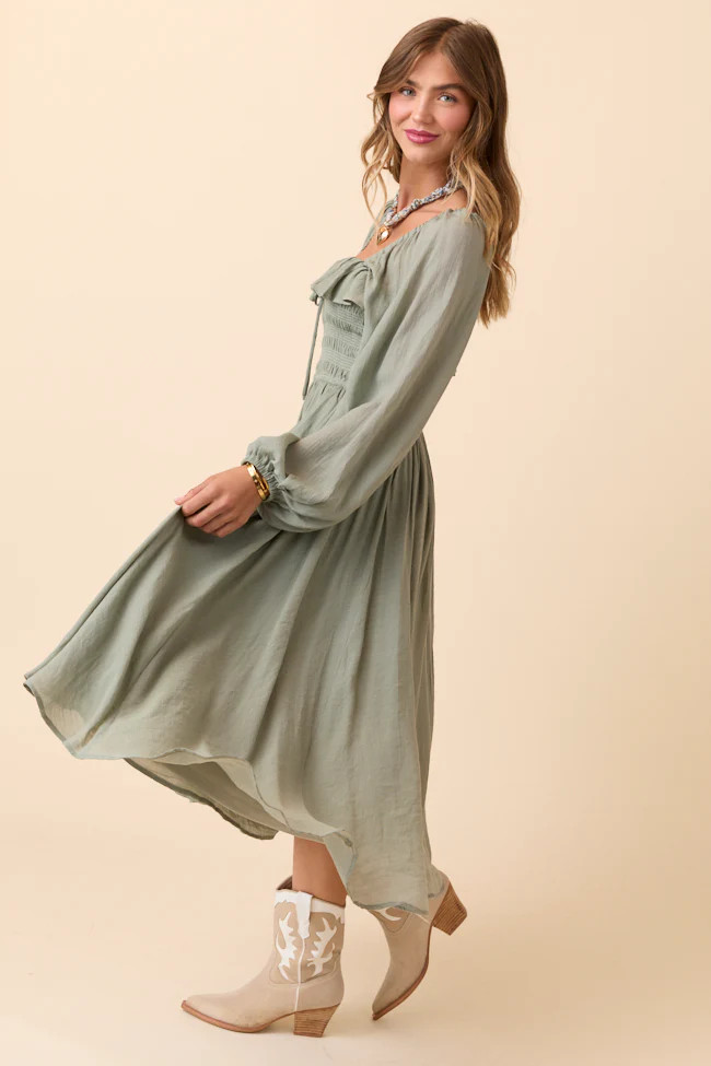 Summer Olive Smocked Maxi Dress | Pink Lily