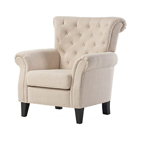 Christopher Knight Home Greggory Tufted Fabric Club Chair, Light Beige | Amazon (US)