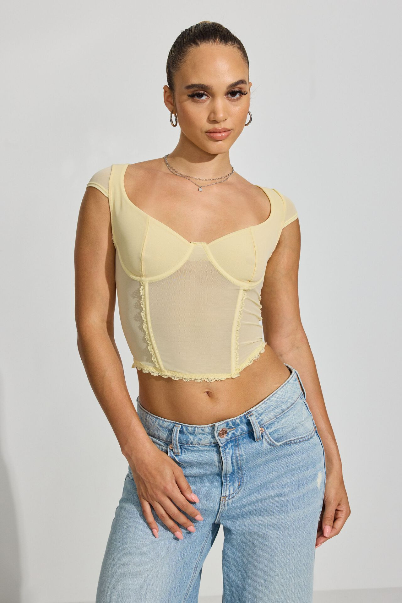 Milan Mesh Tie Back Bustier | Garage Clothing
