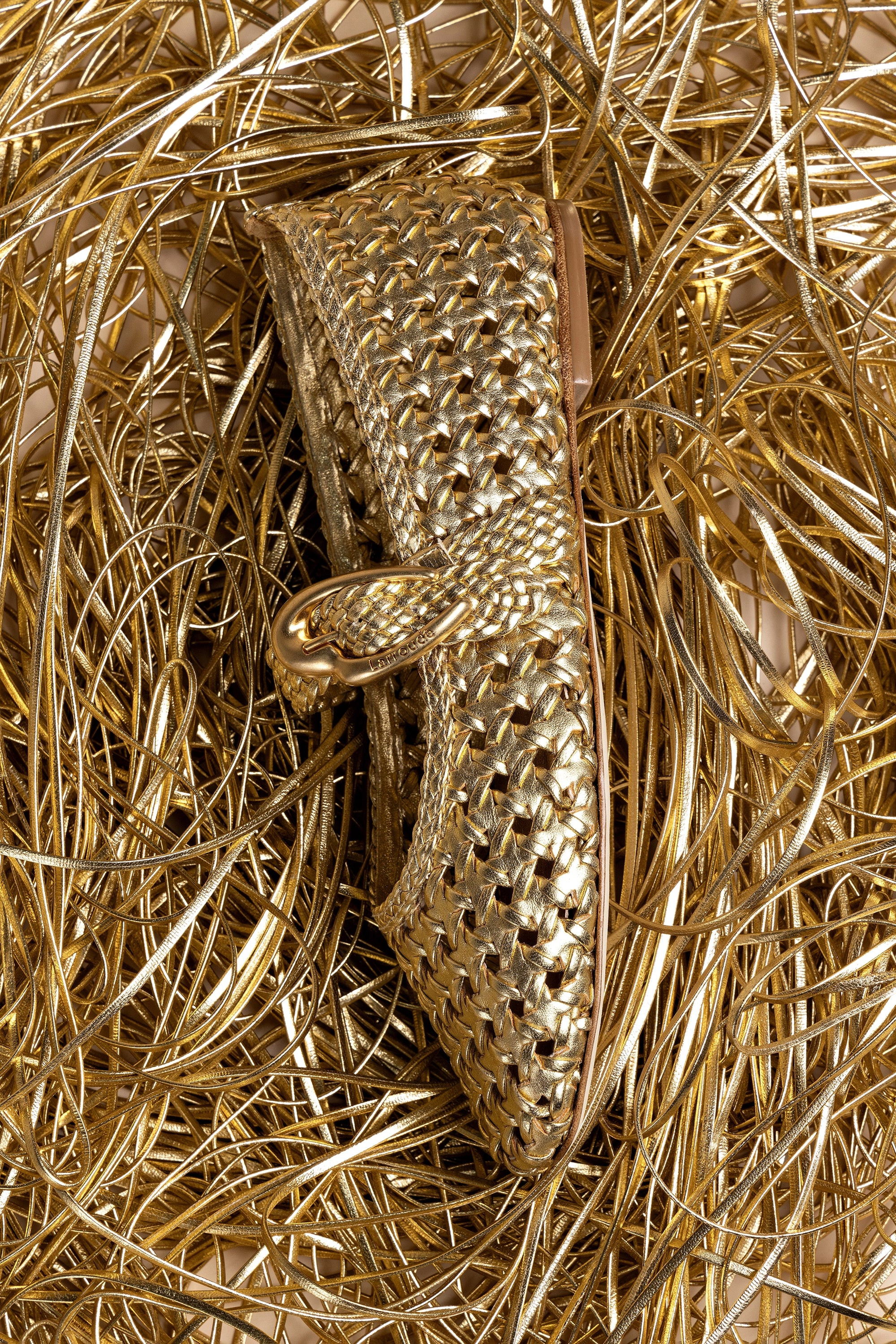 Verona New Macrame In Gold Metallic Leather | Larroude