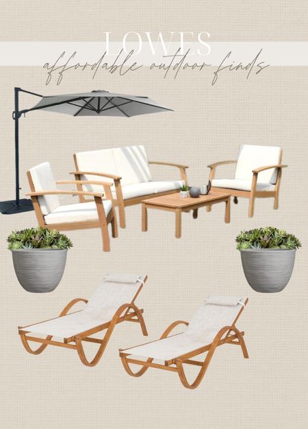 Lowes affordable outdoor sale finds #lowespartner #ad #springfest #outdoordecor #outdoorfurniture #loungechairs #patioumbrellas #planters #outdoorset #patio #patiofurniture 

#LTKsalealert #LTKSeasonal #LTKhome