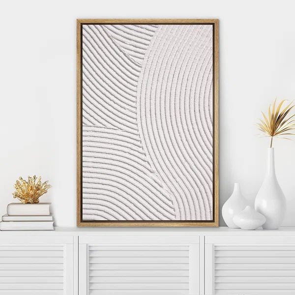 Geometric White Granite Wave Collage Abstract Shapes - Floater Frame on Canvas | Wayfair North America