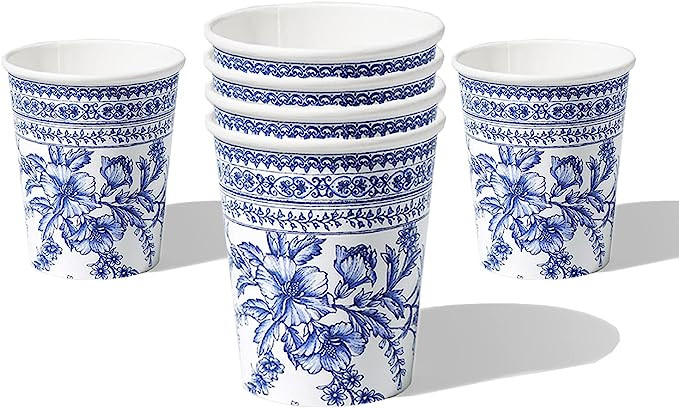 Coterie Blue Flower Paper Cups (Set of 10) | Cute Paper Cups For Summer Party, Bridal and Baby Sh... | Amazon (US)