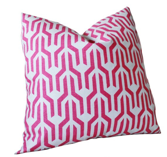 Sale 18" 25.00 - Raspberry Geometric Pillow Cover- Decorative Chevron - Magenta Pillow - Serena & Li | Etsy (US)