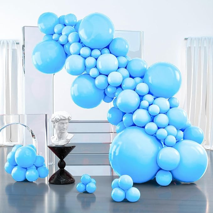 PartyWoo Light Blue Balloons 127 pcs Different Sizes of 36 18 12 10 5 Inch Baby Pastel Sky Aqua B... | Amazon (US)