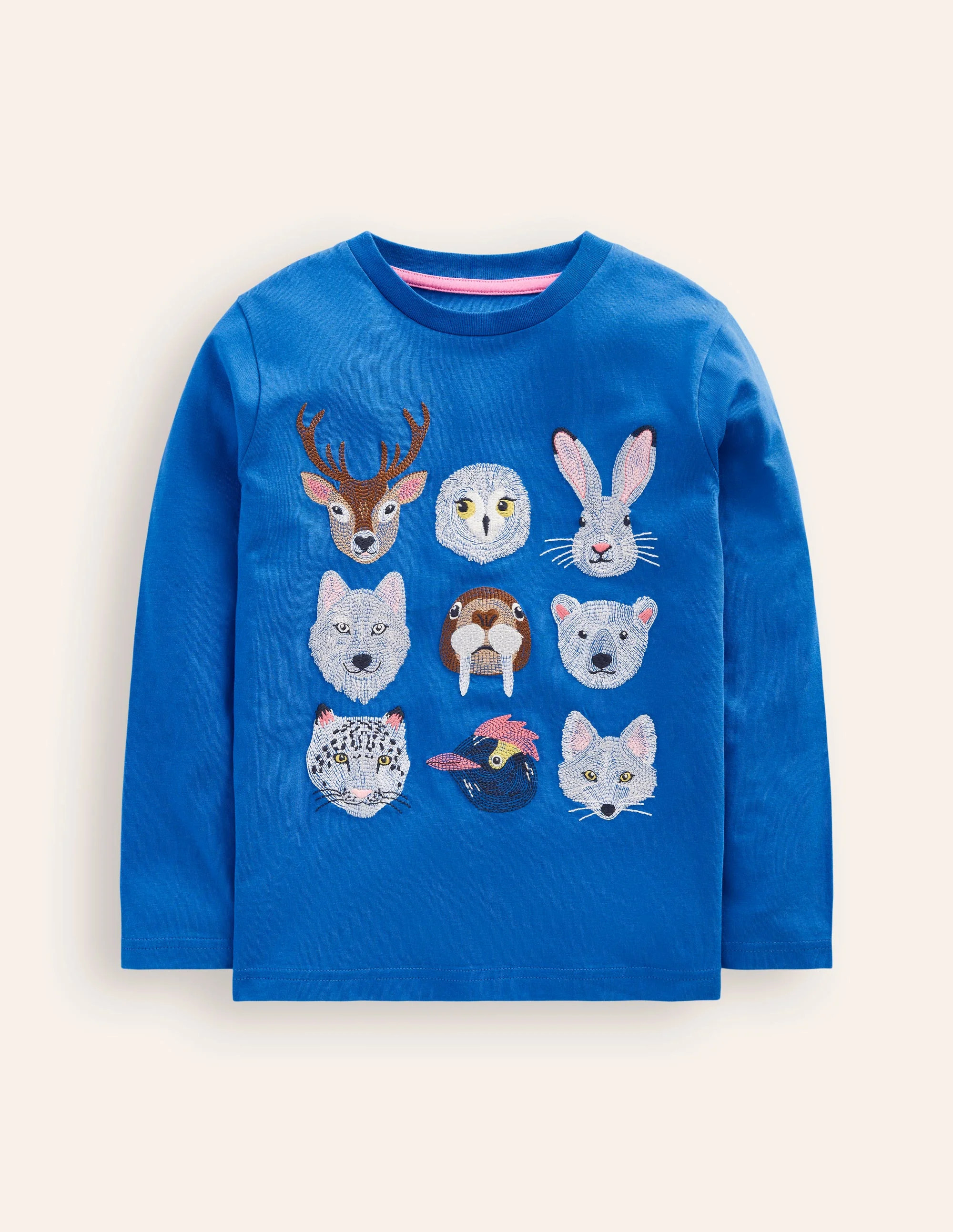 Fun Superstitch Grid T-Shirt-Greek Blue Arctic Animals | Boden (US)