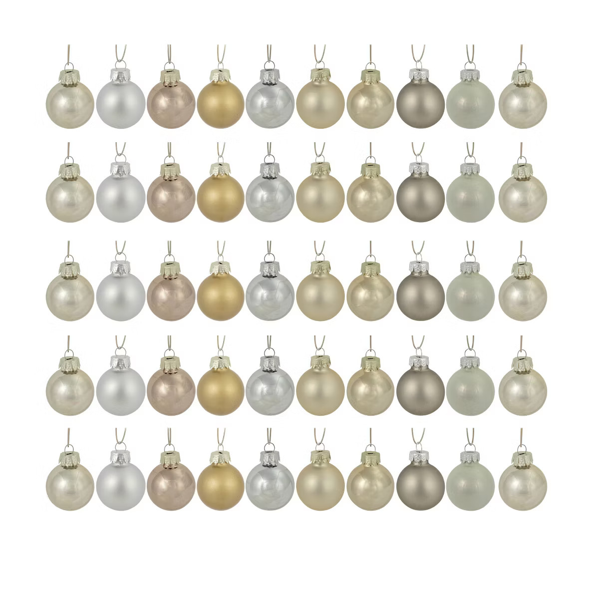 Northlight 3 Finish Glass Christmas Ball Ornaments - 1.25" (30mm) - Multi-Neutral Colors - 50ct | Target