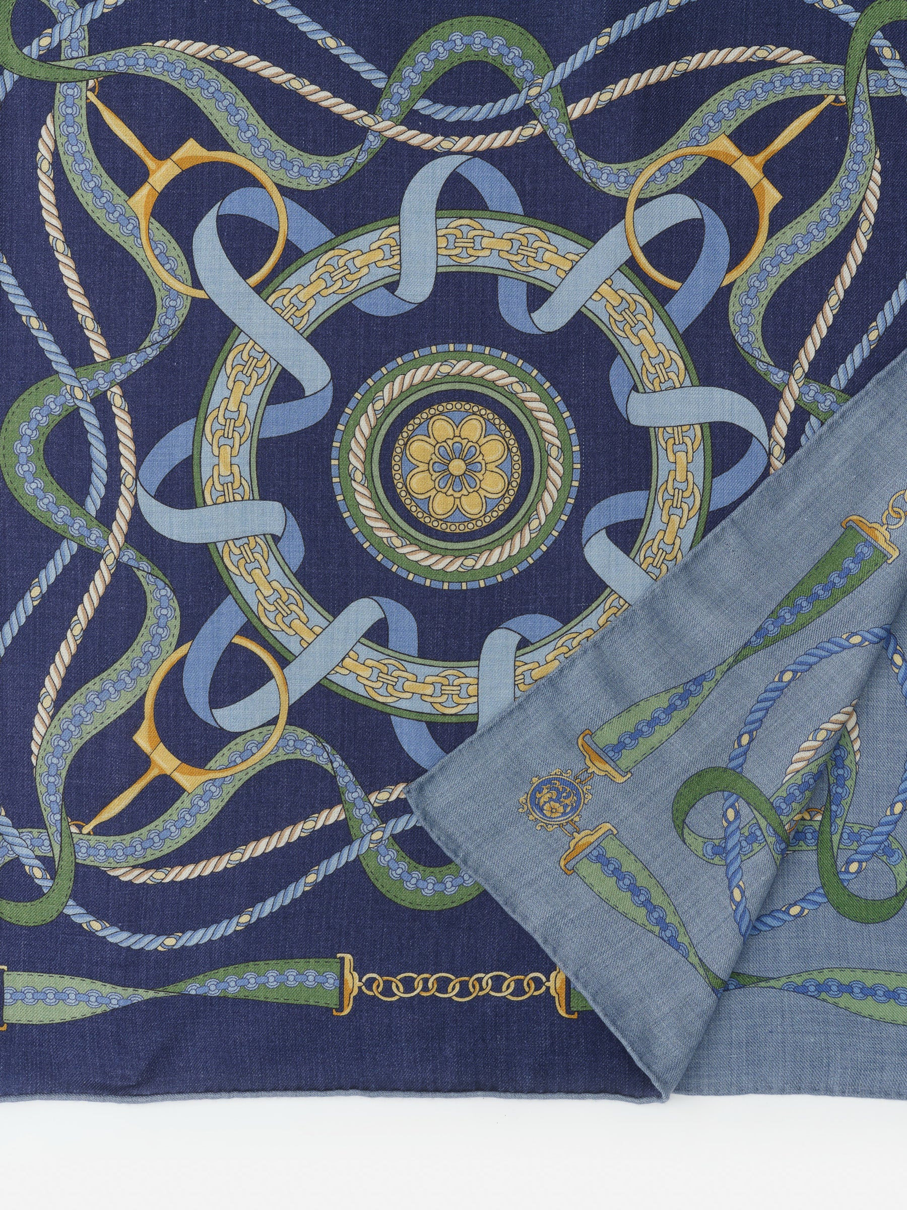 Navy/Green/Blue Nouveau Middleburg Border Vanessa Scarf | Women's Scarves | J.McLaughlin | J.McLaughlin