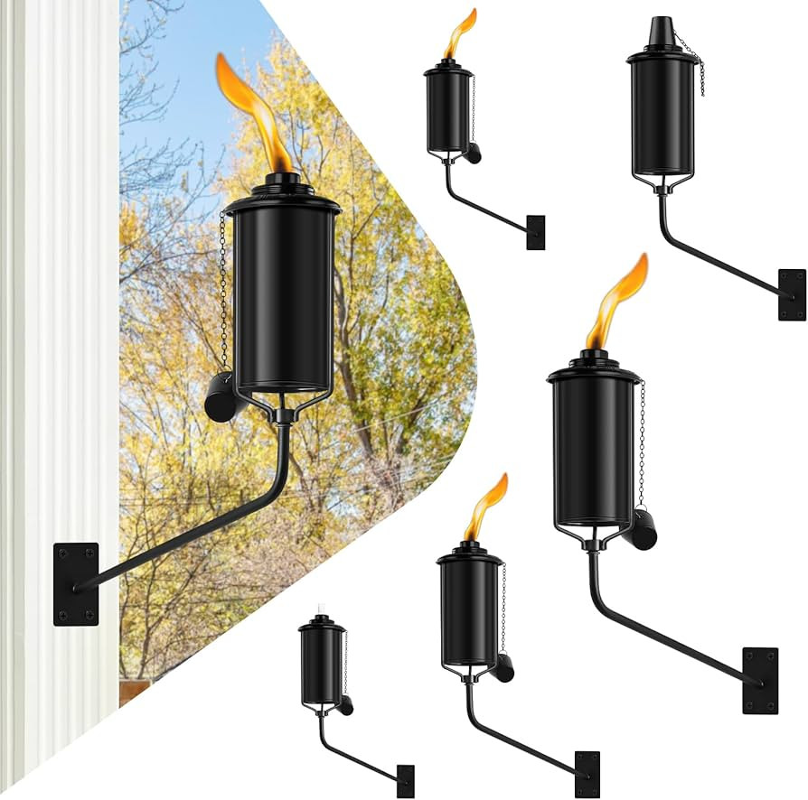 ZSZMFH 6 Pcs Wall Mounted Citronella Torches, 16 oz Garden Torches for Outside, Refillable Flame ... | Amazon (US)