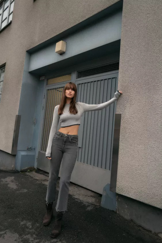 TRF HIGH-WAIST CROPPED FLARE JEANS | Zara UK