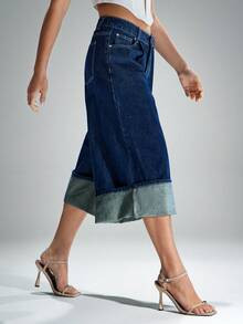 Denimoi Cuffed Hem Zipper Fly Wide Leg Denim Shorts Jorts Jeans Culottes, Summer Bottoms For Wome... | SHEIN