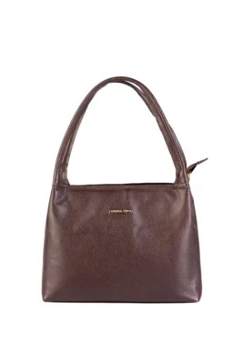 Bolsa básica de ombro em couro liso Maria - Café | Dafiti (BR)