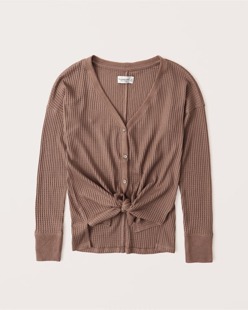Cozy Waffle Button-Up Top | Abercrombie & Fitch (US)