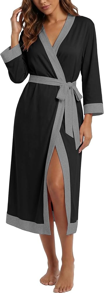 PrinStory Robes for Women Soft Kimono Bathrobe Lightweight Knit Sleepwear long Lounge Robes | Amazon (US)