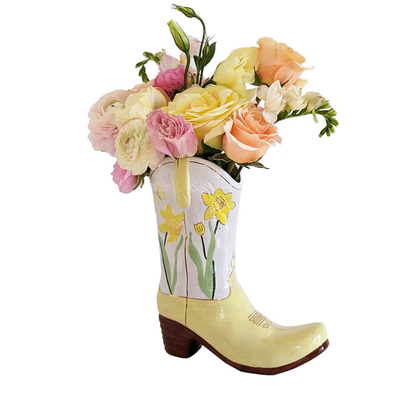 Lo Home x Petite Paloma Cowgirl Boot Vase- Mae's Daffodil | Ruby Clay Company