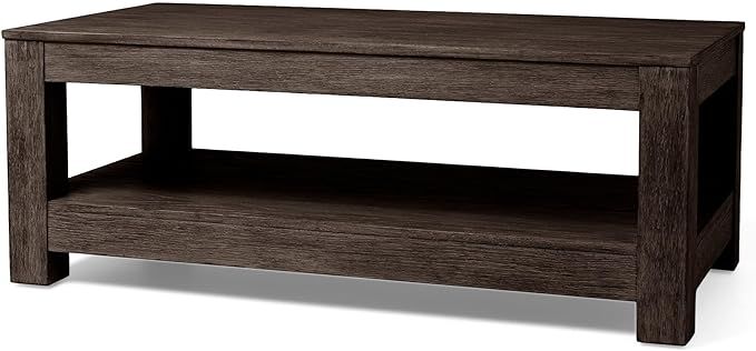 Maven Lane Paulo Large 2 Tier Rustic Rectangle Wooden Center Coffee Table with Shelf Storage for ... | Amazon (US)