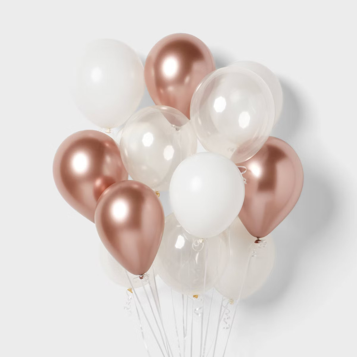 20ct 12 Metallic Balloon Rose Gold and White - Spritz™" | Target