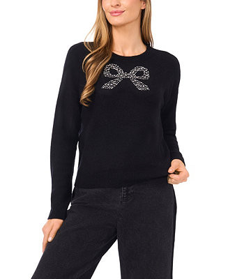 Women's Sequin Bow Long Sleeves Sweater | Macy's