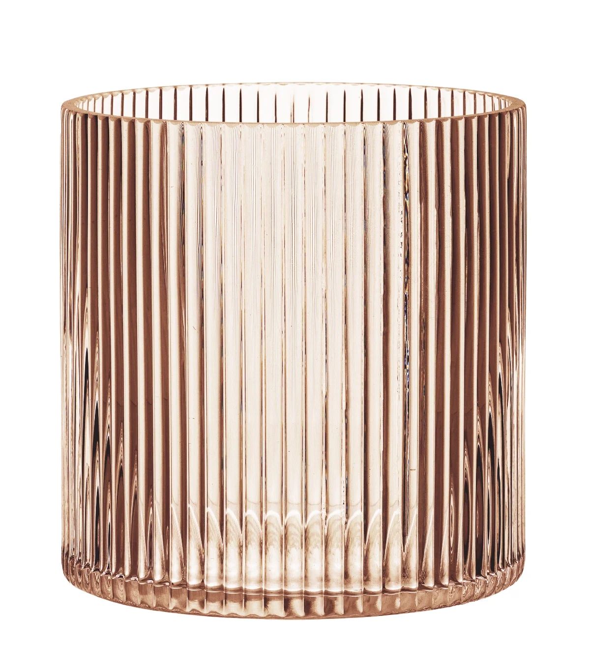 Better Homes & Gardens 5" Amber Glass Ribbed Candle Holder Hurricane, Medium | Walmart (US)