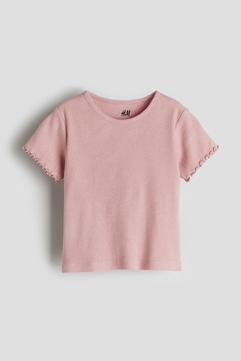 Ribbed Jersey Top - Dusty pink - Kids | H&M US | H&M (US + CA)