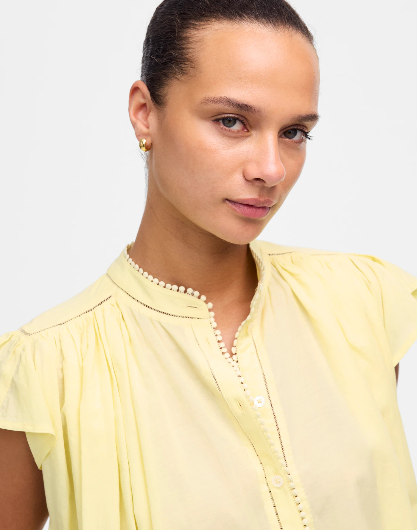 Shirred Lace-Trim Top | Madewell