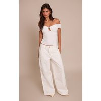 White Relaxed Low Waist Hotfix Wide Leg Denim Jeans | PrettyLittleThing US