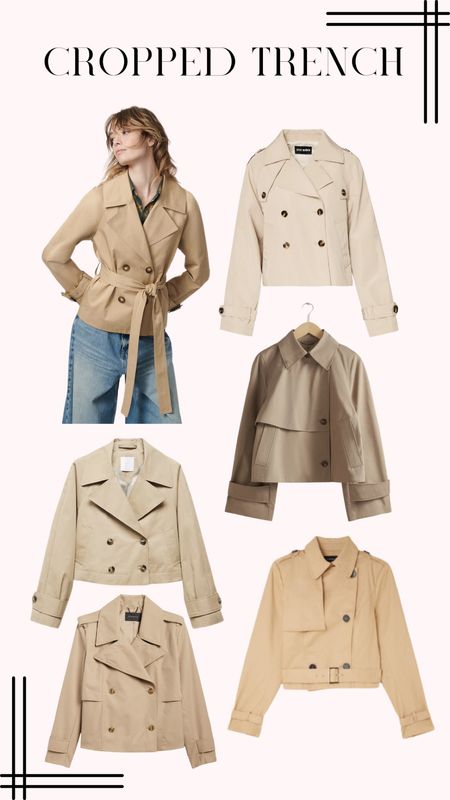 Spring cropped khaki trench coat - belted and non-belted options that are perfect for spring outfit capsule wardrobe. 

#LTKSeasonal #LTKstyletip #LTKworkwear