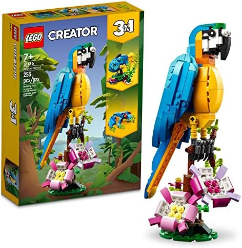 LEGO Creator 3 in 1 Exotic Parrot Building Toy Set, Transforms to 3 Different Animal Figures - fr... | Amazon (US)