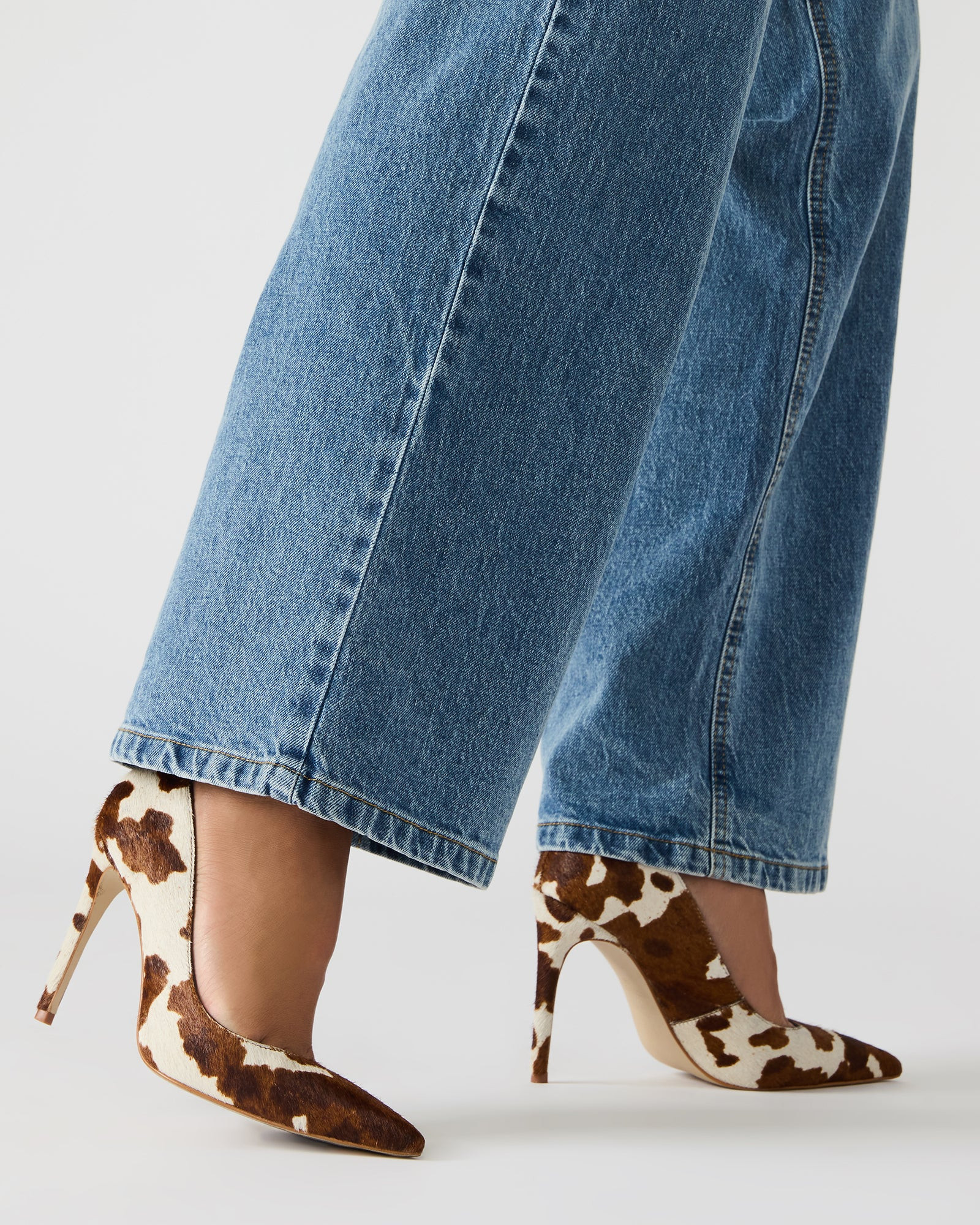 NOIR Brown Cow Print Pointed-Toe Stiletto Pump Women's Heels | Steve Madden (US)