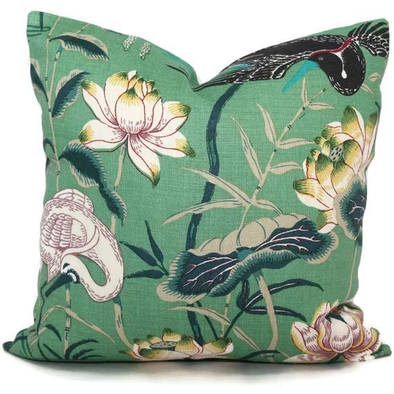 Jade Lotus Garden Decorative Pillow Cover 18x18, 20x20, 22x22, 24x24, Eurosham or Lumbar Pillow, ... | Etsy (US)