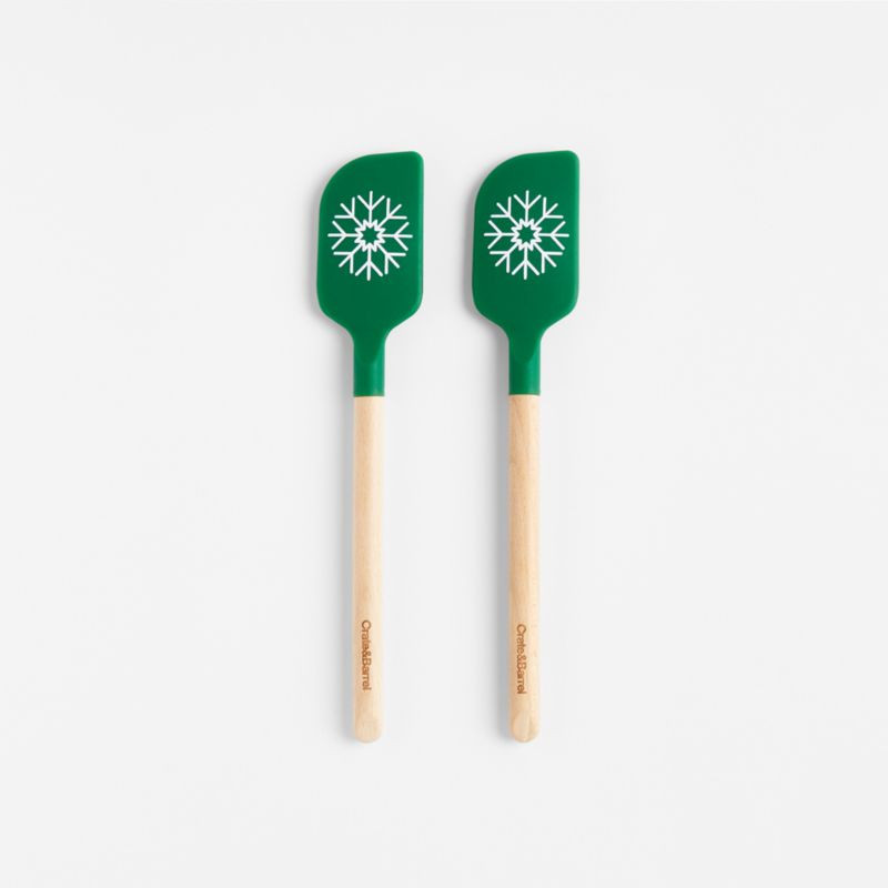 Green Snowflake Mini Spatulas, Set of 2 | Crate & Barrel | Crate & Barrel