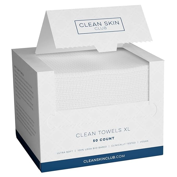 Clean Skin Club Clean Towels XL, 100% USDA Biobased Dermatologist Approved Face Towel, Disposable... | Amazon (US)