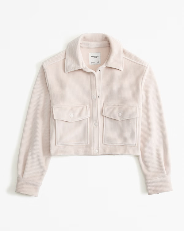 Cropped Corduroy Velour Shirt Jacket | Abercrombie & Fitch (US)