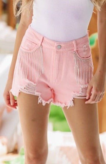 Something to Talk About Shorts - Pink Denim | Hazel and Olive