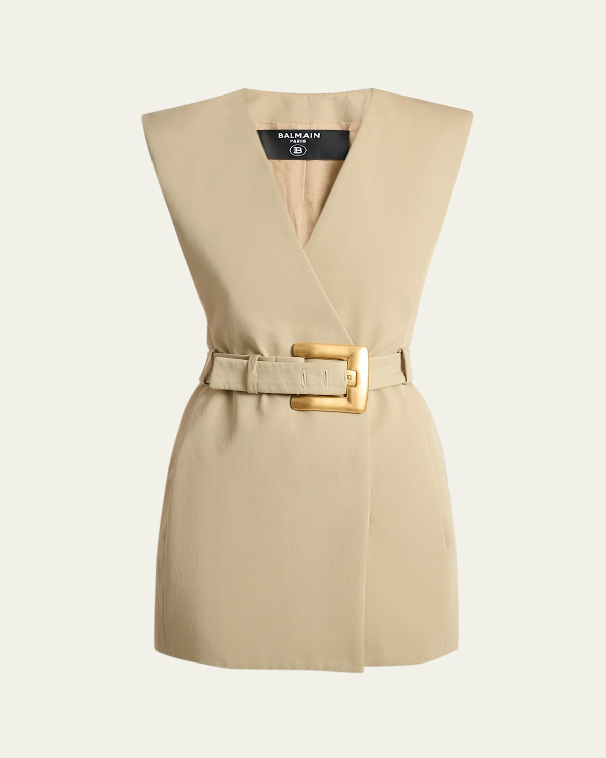 Belted Gabardine Sleeveless Mini Dress | Bergdorf Goodman