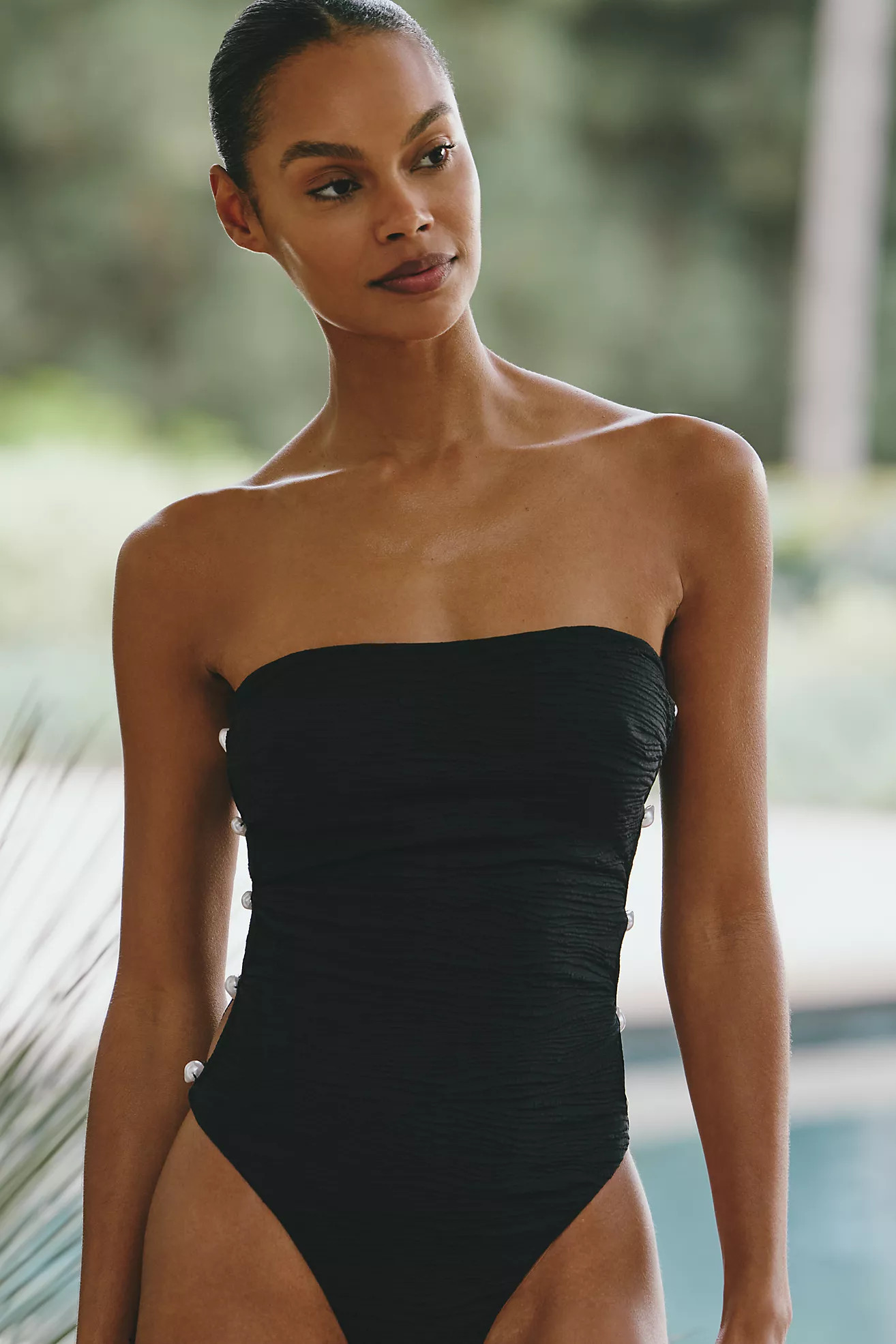 La Porte Stephanie Strapless Textured One-Piece Swimsuit | Anthropologie (US)