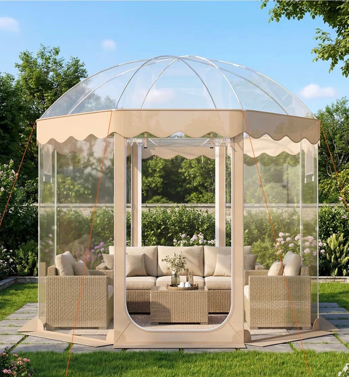 Pop Up Bubble Tent, 10x10 Ft Oversize Weatherproof Clear Outdoor Dome Tent for 8-10 People with 2 Roll-Up Doors, Stakes, Wind Ropes, Sandbags, Carrying Bag for Winter Cold Protection

#LTKHome #LTKSeasonal #LTKSaleAlert