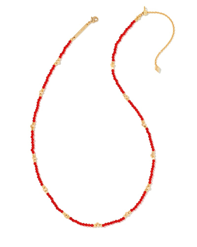 Kendra Scott Britt Gold Choker Necklace in Red Glass | Spinel Glass Beads | Kendra Scott