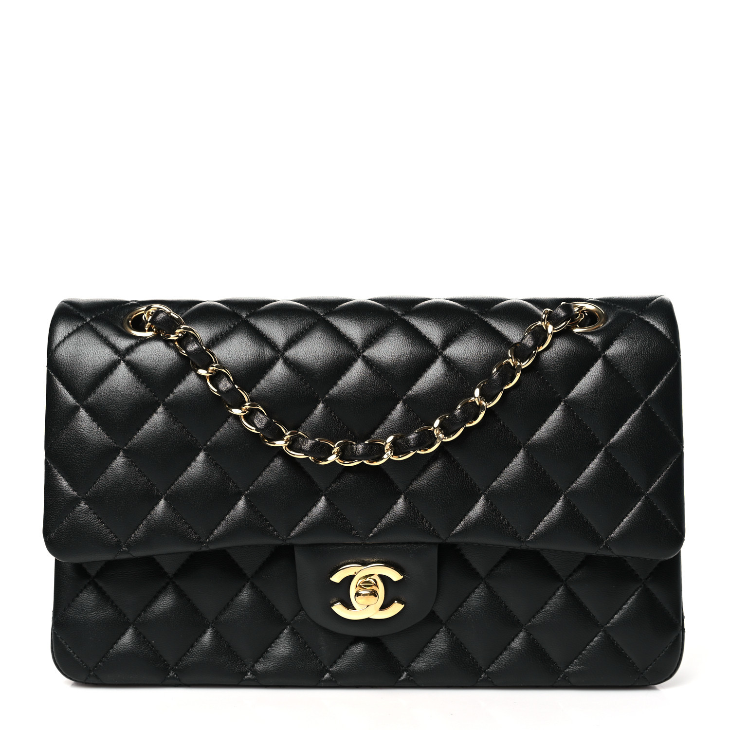 Lambskin Quilted Medium Double Flap Black | FASHIONPHILE (US)