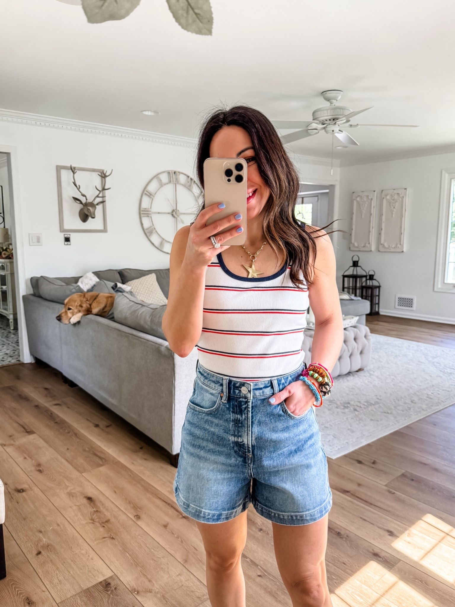 25. Denim shorts. Small tank top.

#LTKOver40