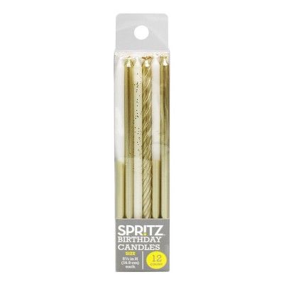 12ct Long Candle Gold - Spritz&#8482; | Target