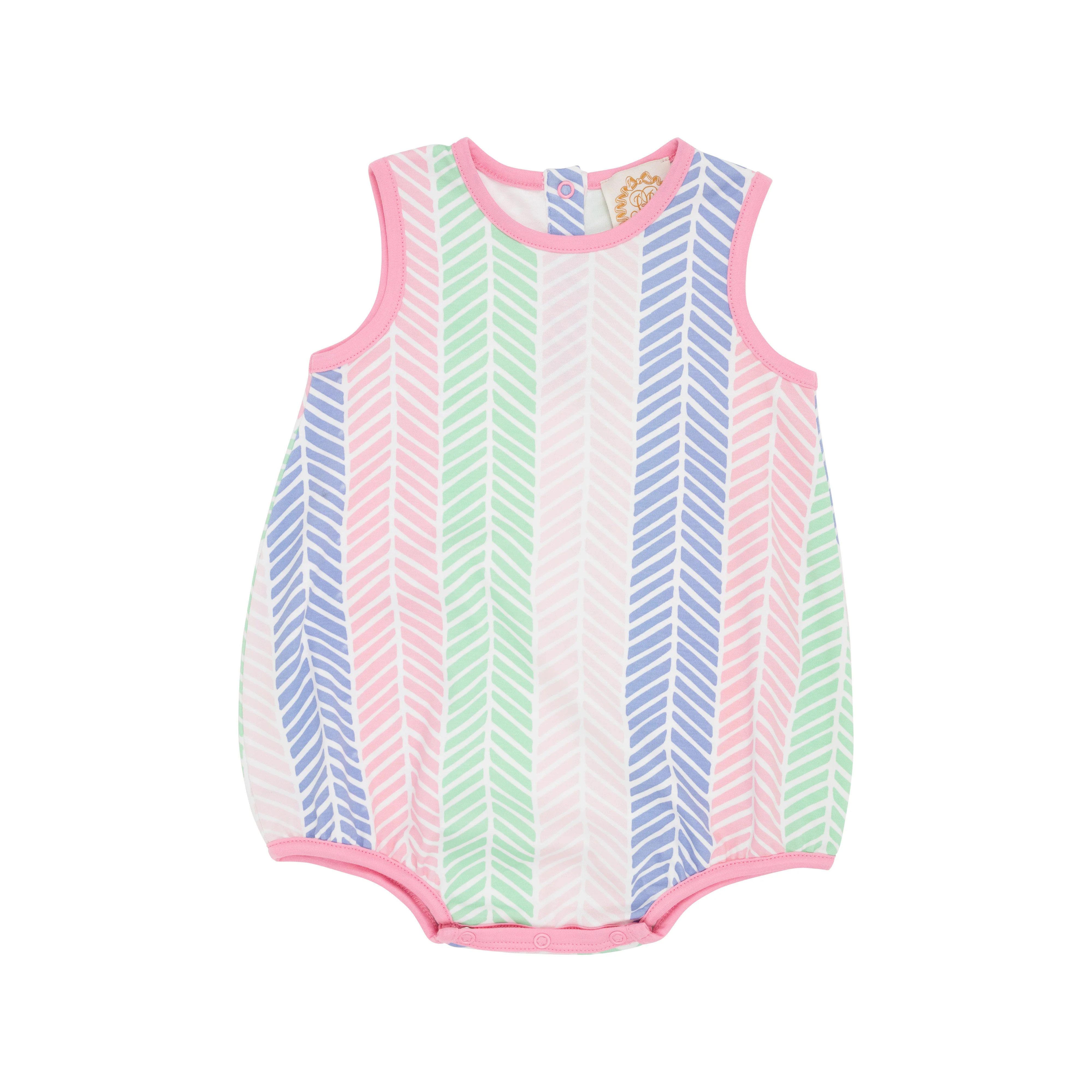 Patton Play Bubble - Harbour Island Herringbone with Hamptons Hot Pink | The Beaufort Bonnet Company
