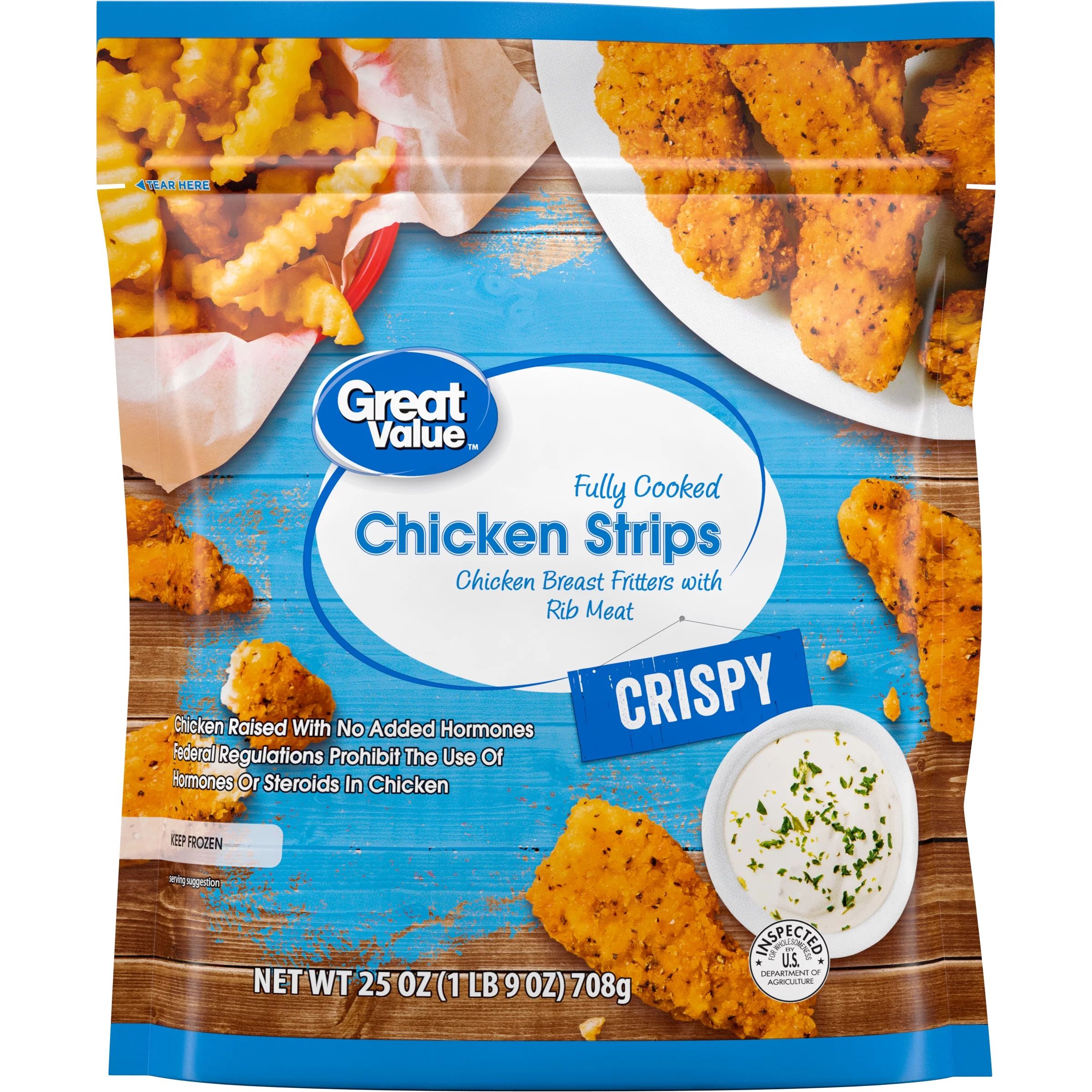 Great Value Fully Cooked Chicken Strips, 25 oz | Walmart (US)